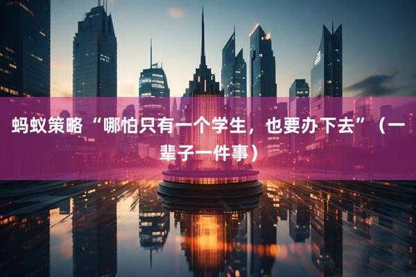 蚂蚁策略 “哪怕只有一个学生，也要办下去”（一辈子一件事）