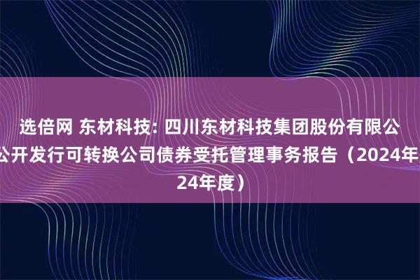 选倍网 东材科技: 四川东材科技集团股份有限公司公开发行可转换公司债券受托管理事务报告（2024年度）